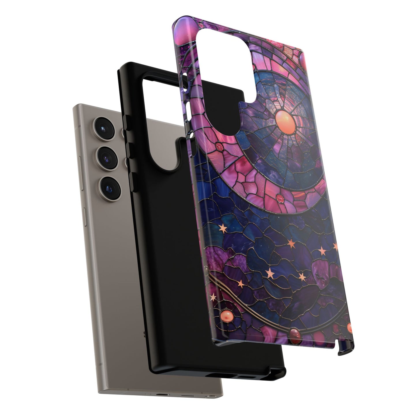 Pink Moon Tough Phone Cases in  Stained Glass Design