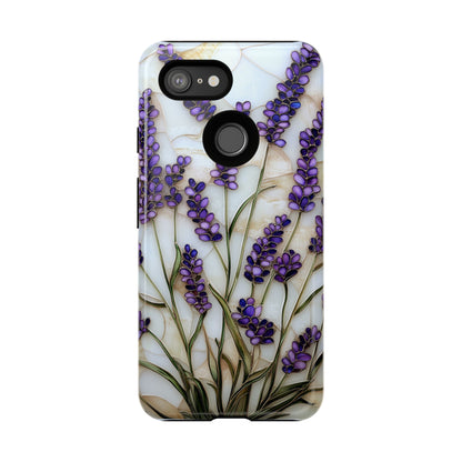 Floral Phone Case With Lavender in Stained Glass Motif