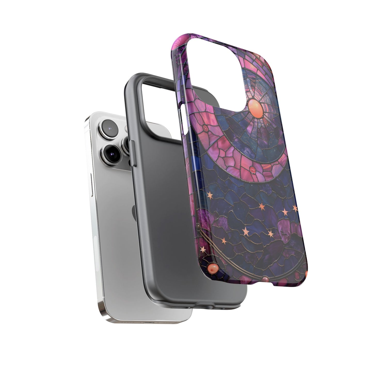 Pink Moon Tough Phone Cases in  Stained Glass Design