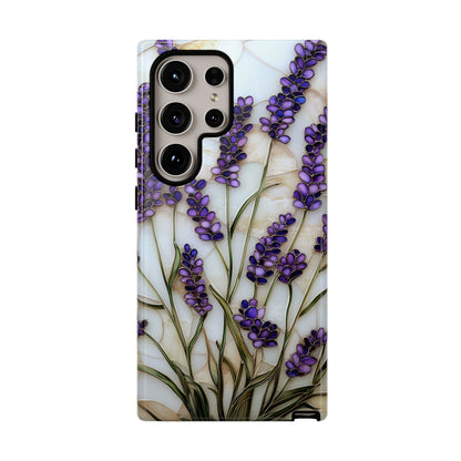 Floral Phone Case With Lavender in Stained Glass Motif