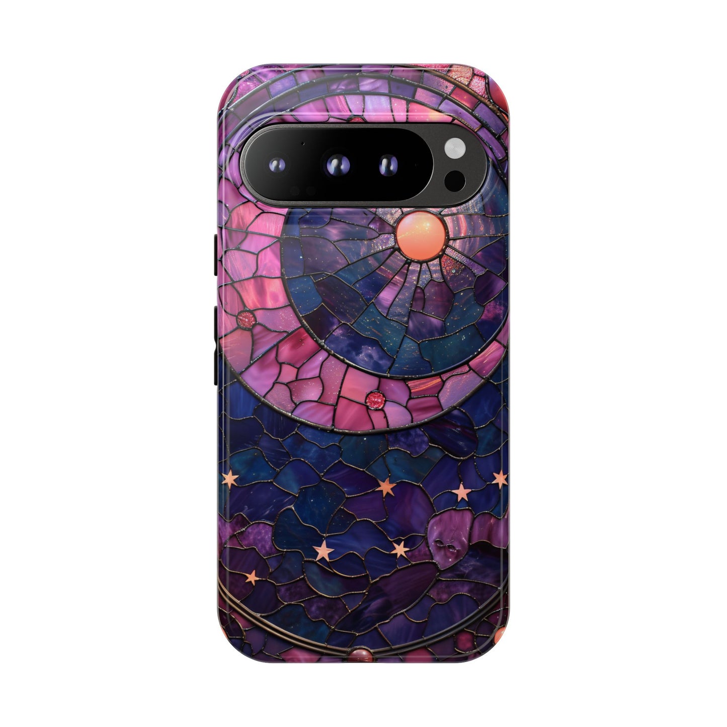 Pink Moon Tough Phone Cases in  Stained Glass Design