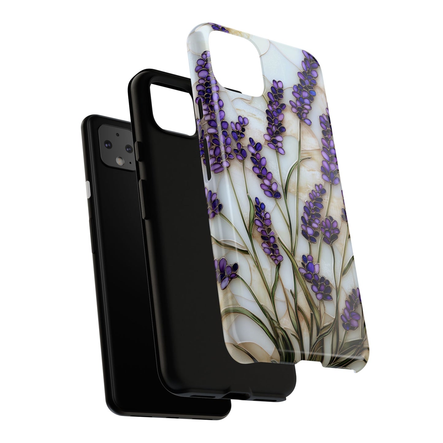Floral Phone Case With Lavender in Stained Glass Motif