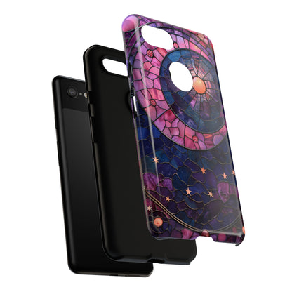 Pink Moon Tough Phone Cases in  Stained Glass Design