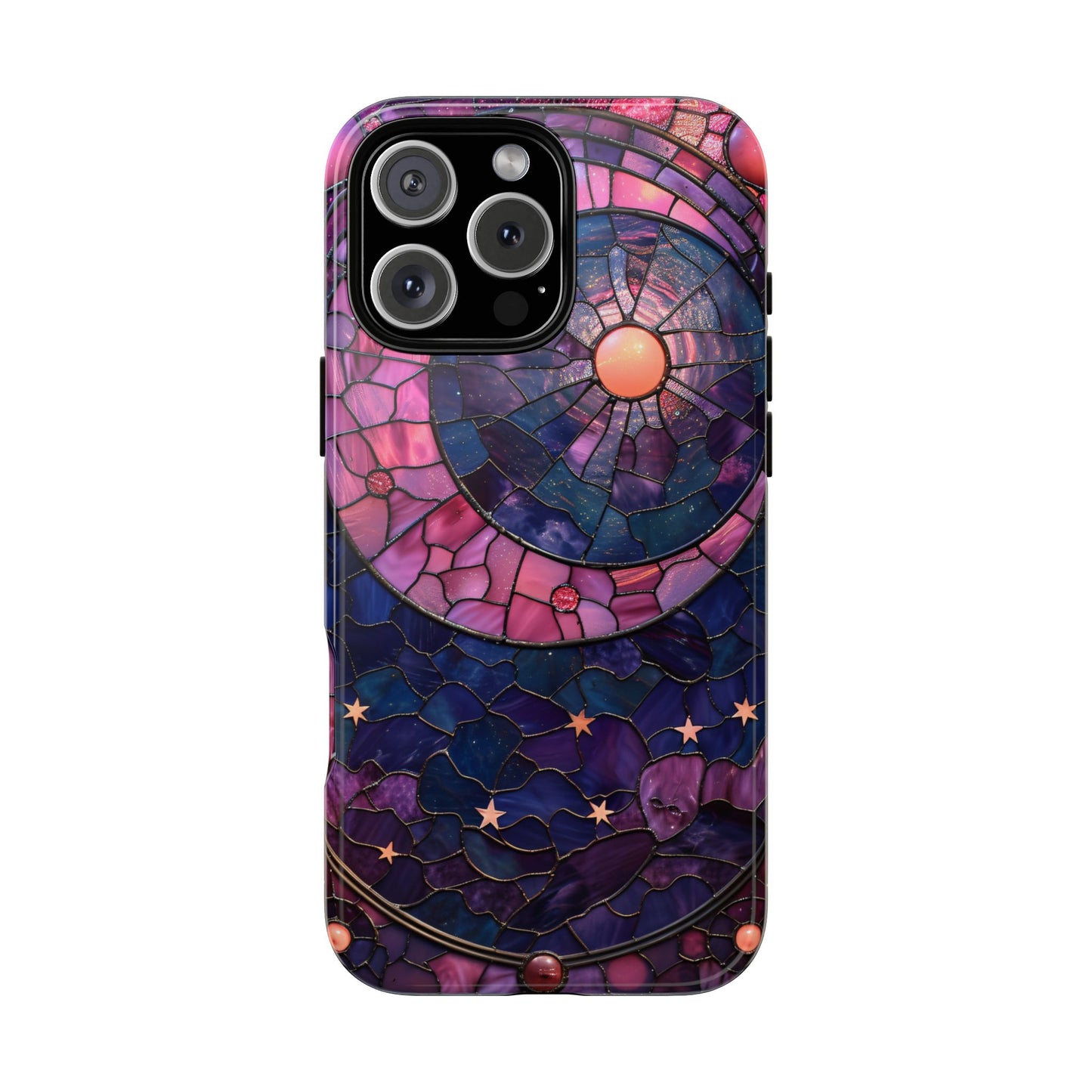 Pink Moon Tough Phone Cases in  Stained Glass Design