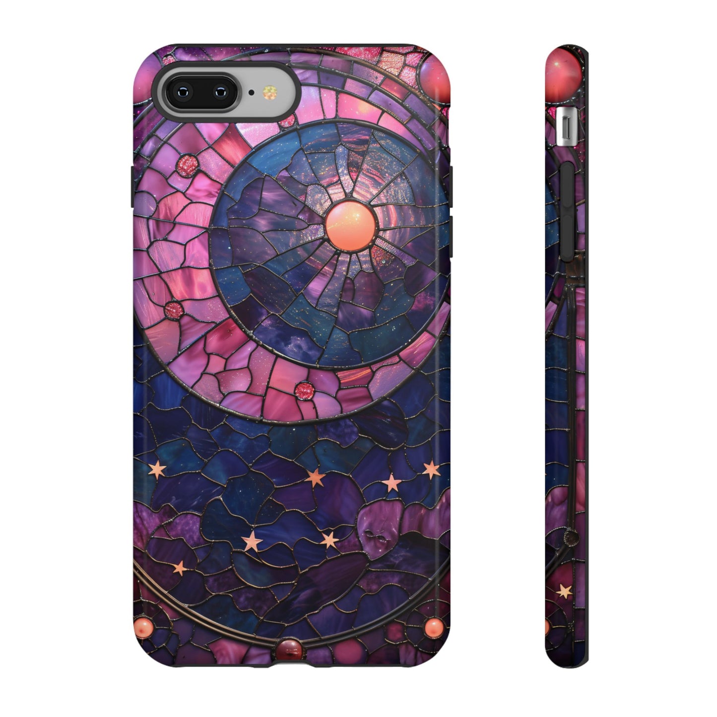 Pink Moon Tough Phone Cases in  Stained Glass Design