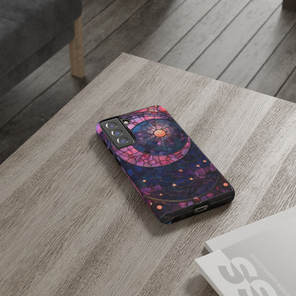Pink Moon Tough Phone Cases in  Stained Glass Design