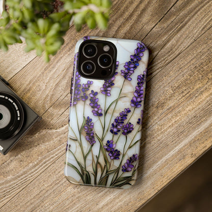Floral Phone Case With Lavender in Stained Glass Motif