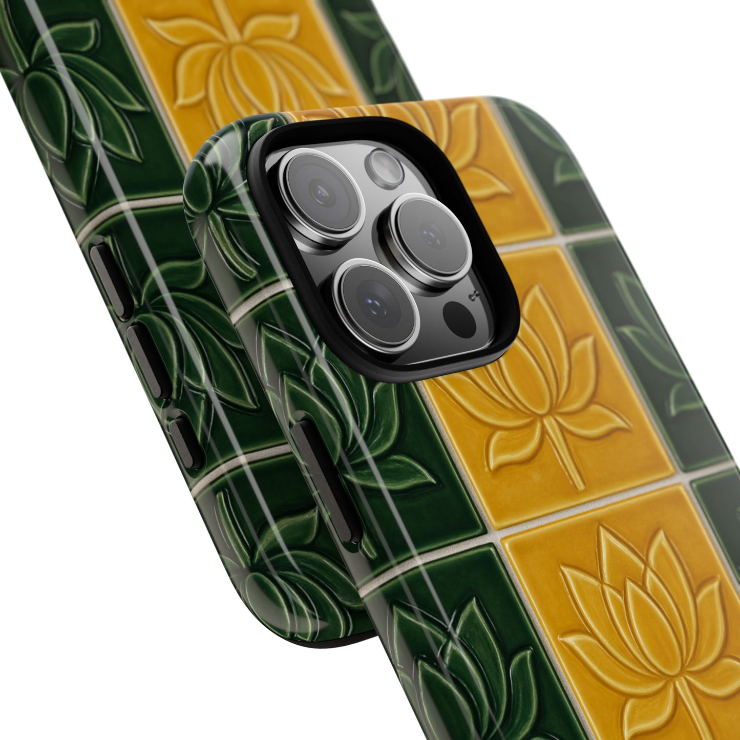 Tough Phone Cases - Mustard Yellow & Green Ceramic Tile From Caldas Da Rhaina, Portugal