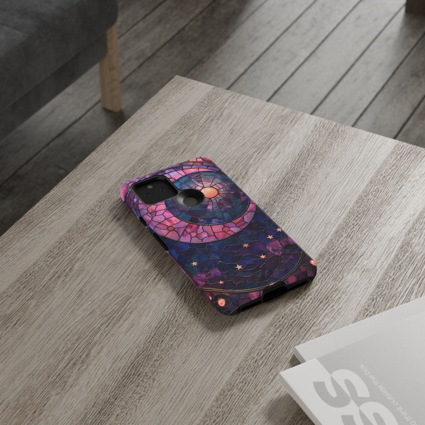 Pink Moon Tough Phone Cases in  Stained Glass Design