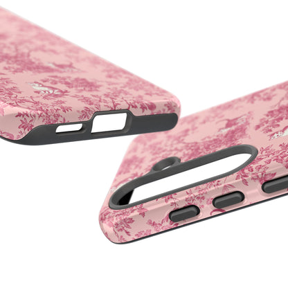 Tough Phone Cases - Cats in Pink Toile De Joyu Motif