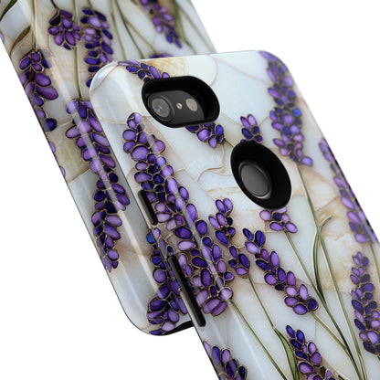 Floral Phone Case With Lavender in Stained Glass Motif