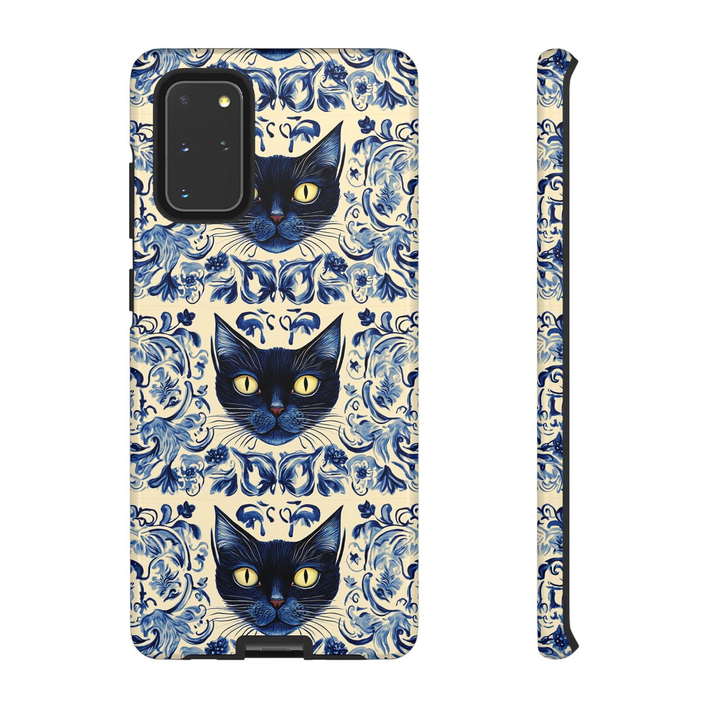 Tough Phone Case - Mediterranean Tile Motif With Blue Cats