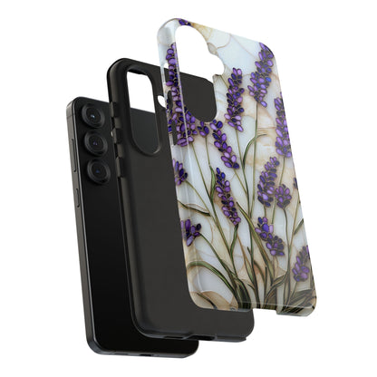 Floral Phone Case With Lavender in Stained Glass Motif