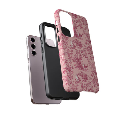 Tough Phone Cases - Cats in Pink Toile De Joyu Motif