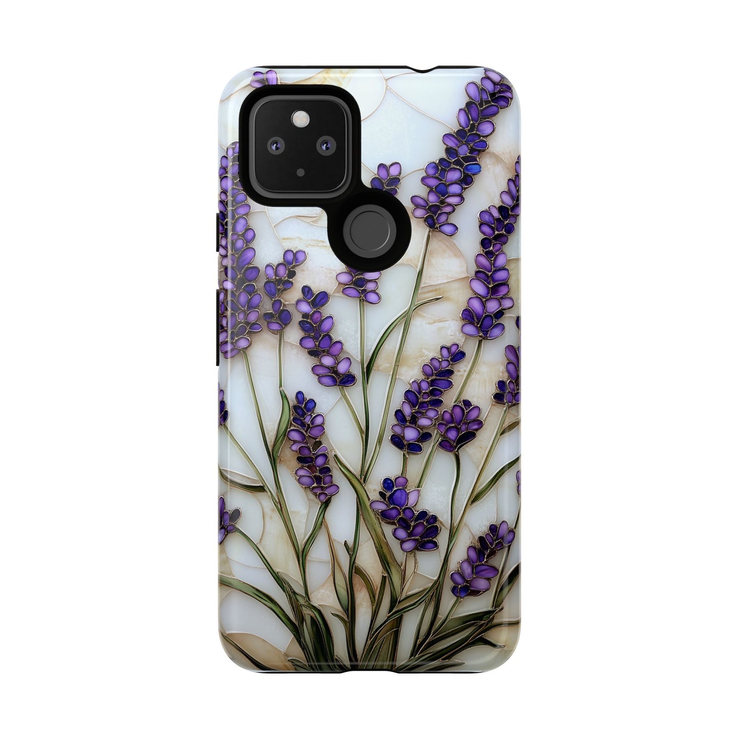Floral Phone Case With Lavender in Stained Glass Motif
