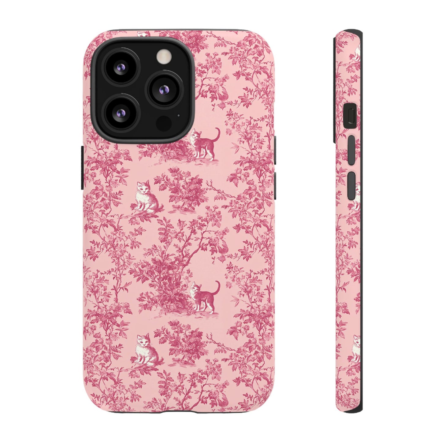 Tough Phone Cases - Cats in Pink Toile De Joyu Motif
