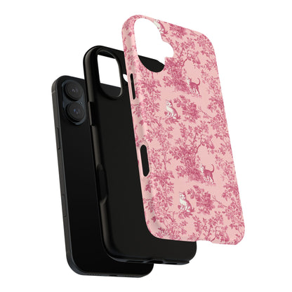 Tough Phone Cases - Cats in Pink Toile De Joyu Motif