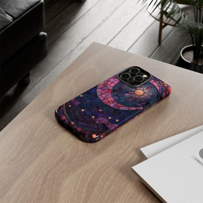 Pink Moon Tough Phone Cases in  Stained Glass Design