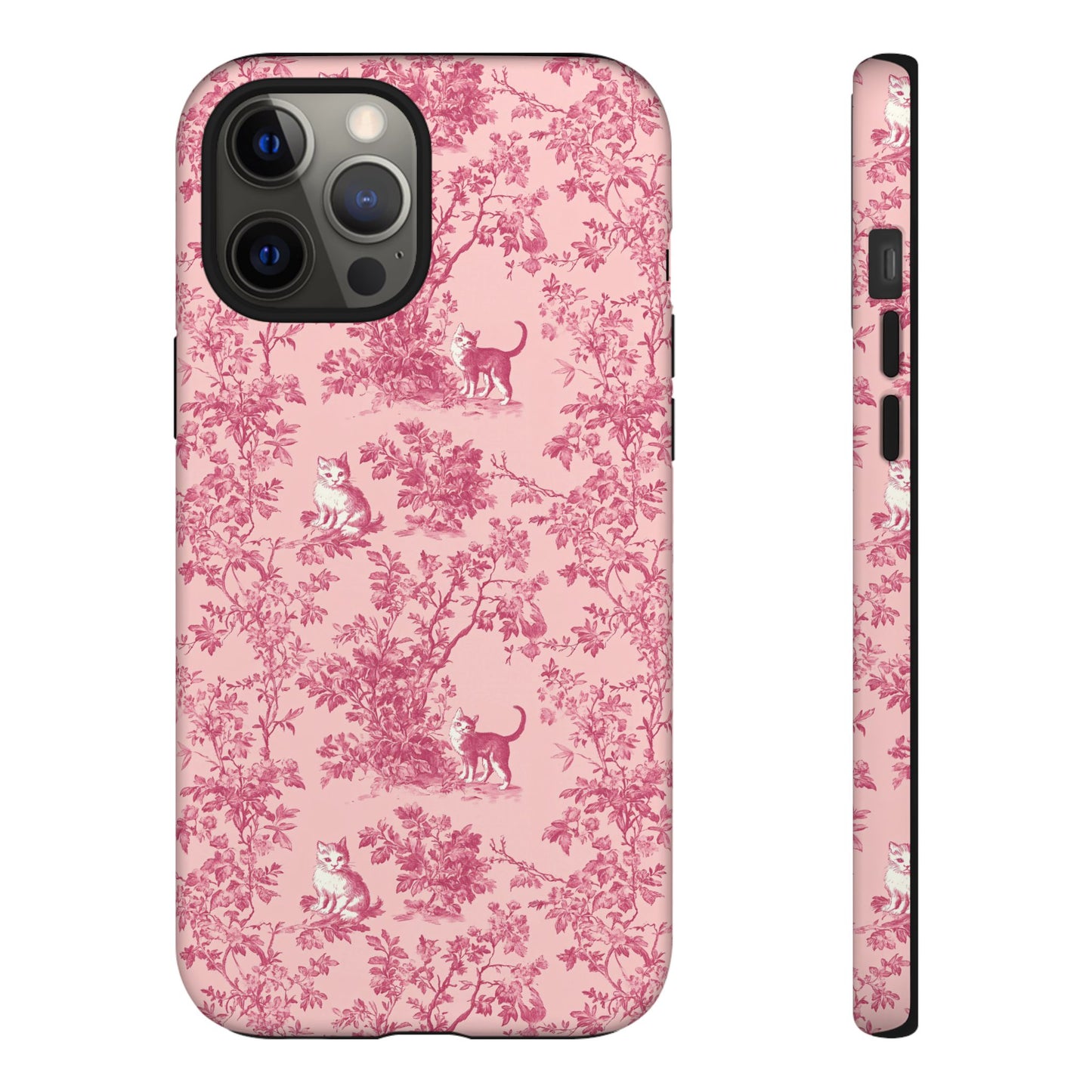 Tough Phone Cases - Cats in Pink Toile De Joyu Motif
