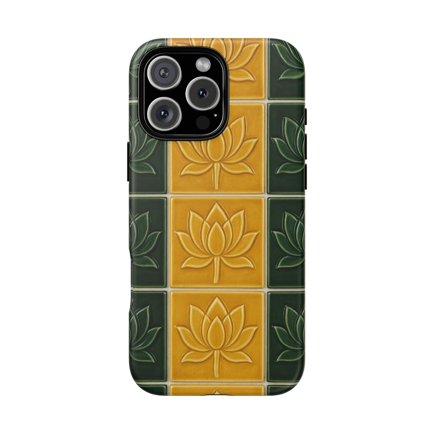 Tough Phone Cases - Mustard Yellow & Green Ceramic Tile From Caldas Da Rhaina, Portugal