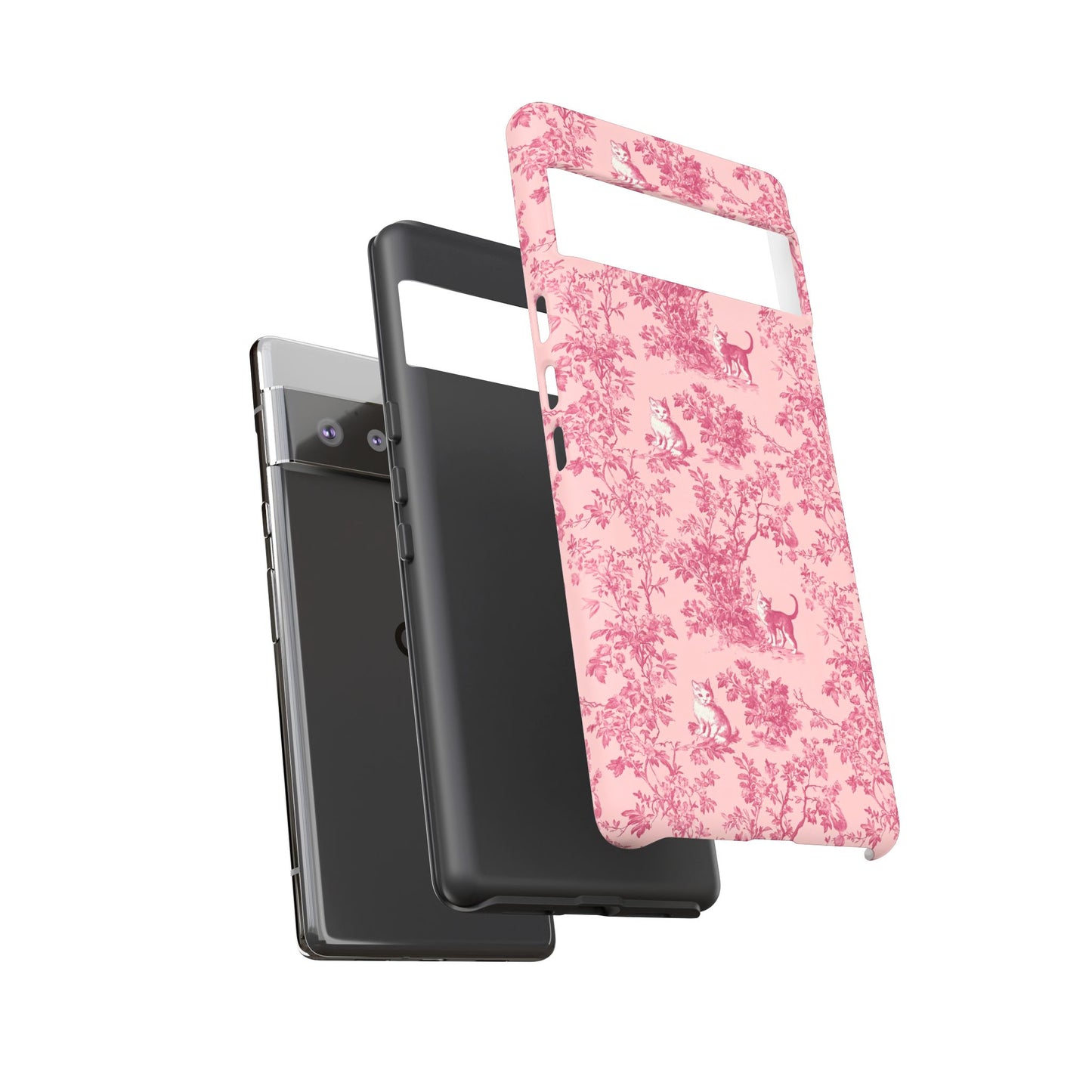 Tough Phone Cases - Cats in Pink Toile De Joyu Motif