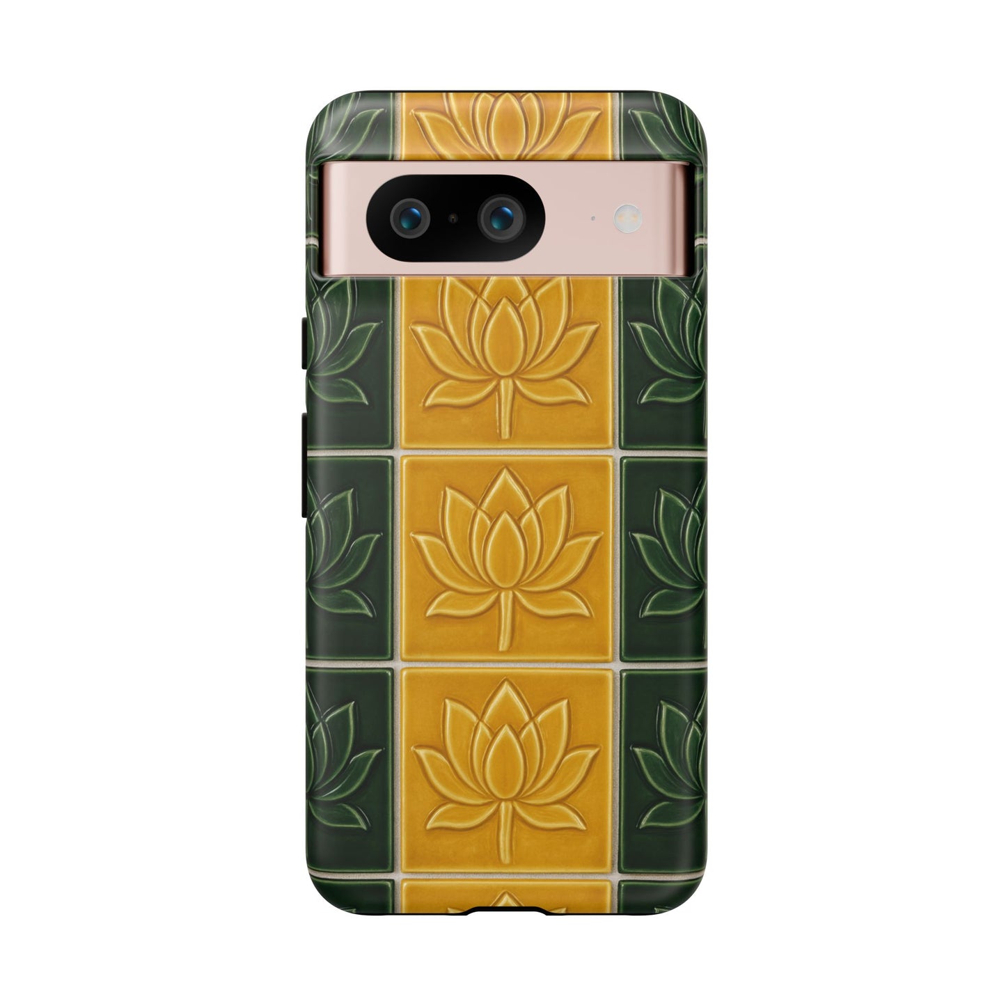 Tough Phone Cases - Mustard Yellow & Green Ceramic Tile From Caldas Da Rhaina, Portugal
