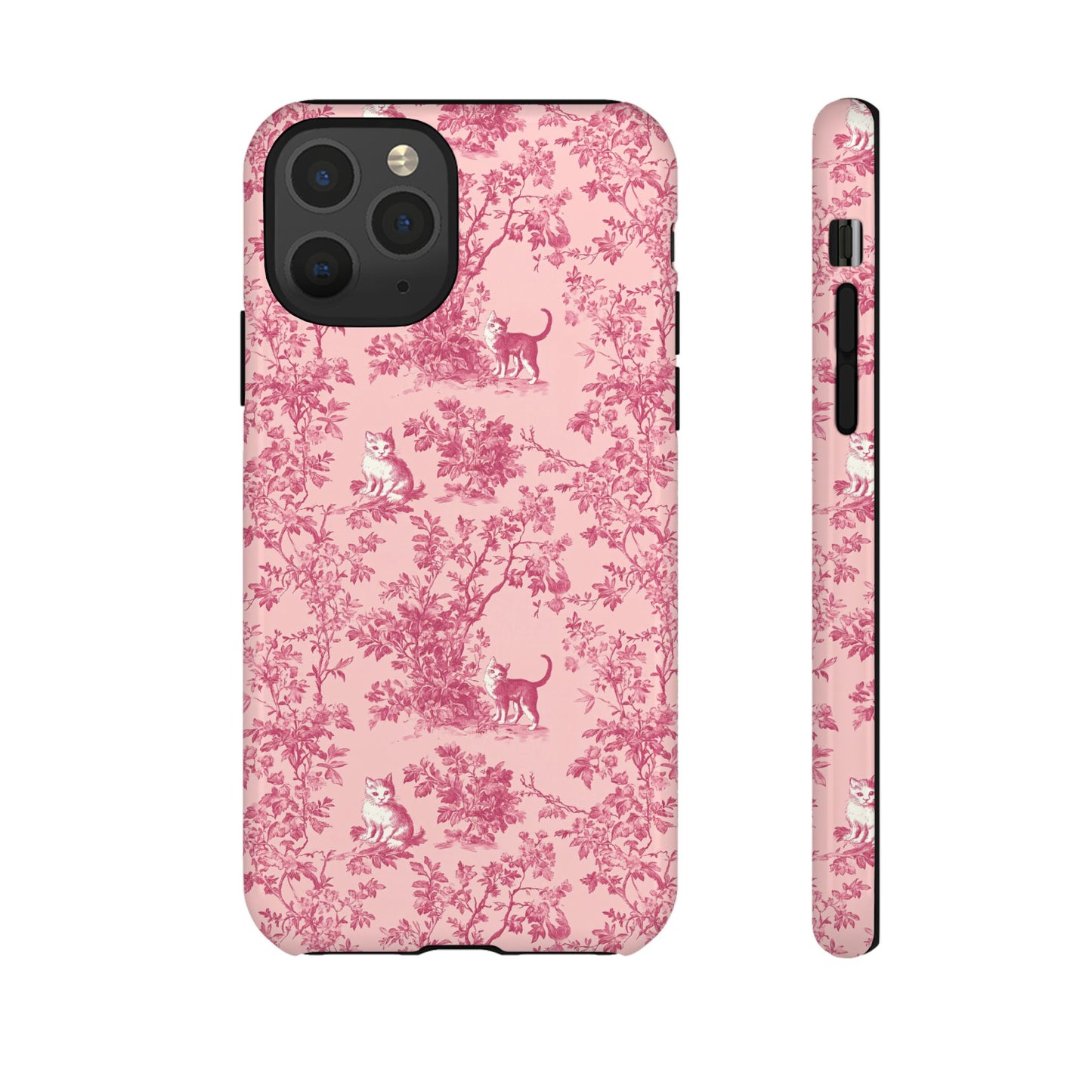 Tough Phone Cases - Cats in Pink Toile De Joyu Motif