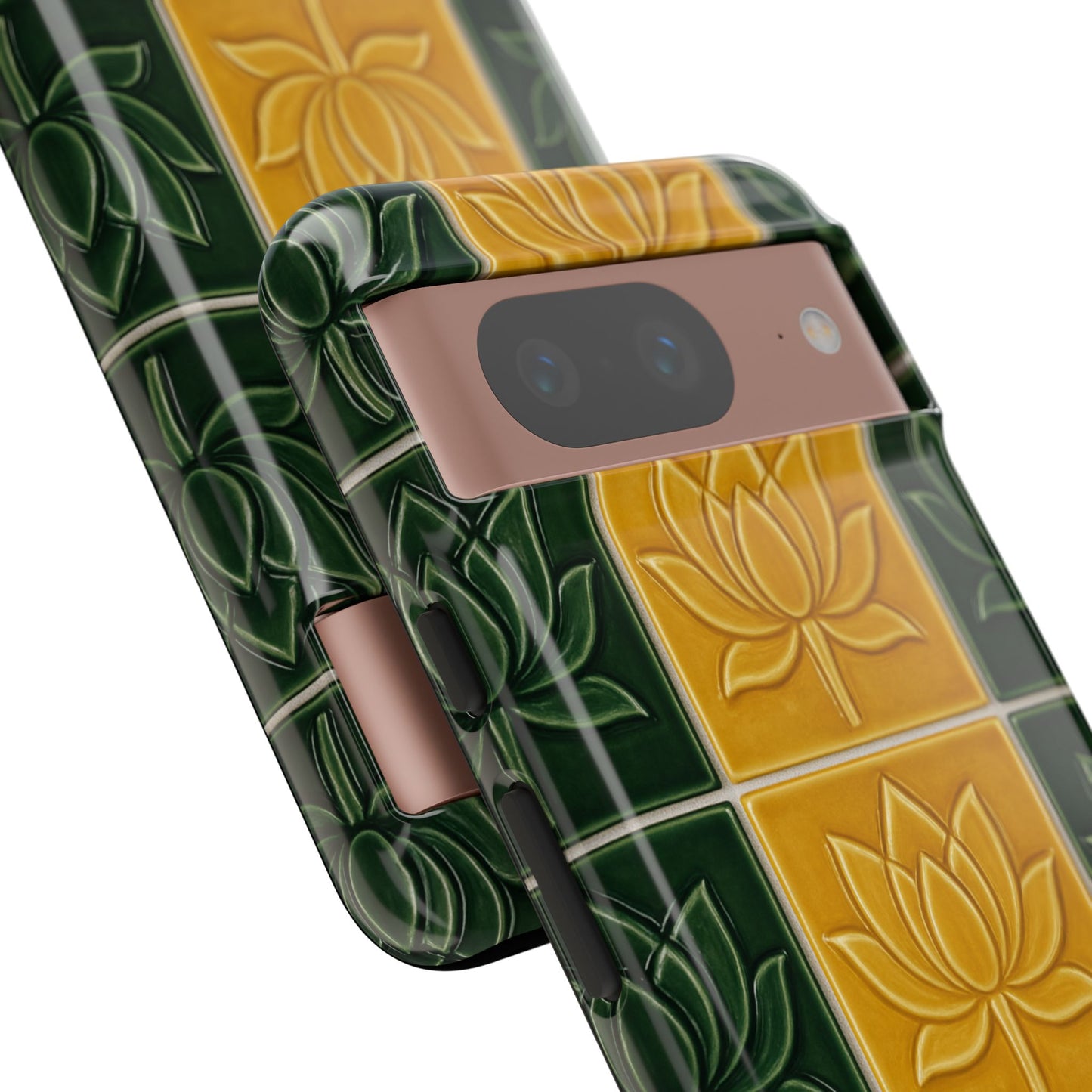 Tough Phone Cases - Mustard Yellow & Green Ceramic Tile From Caldas Da Rhaina, Portugal