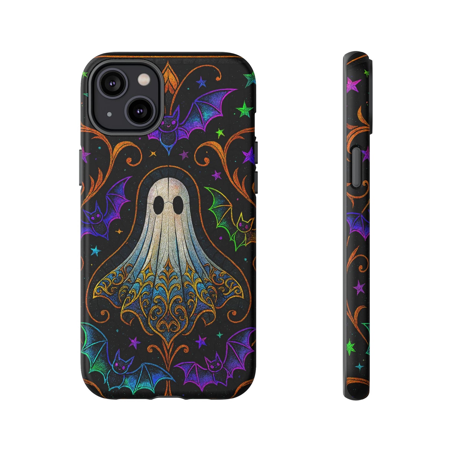 Spooky Cute Ghost Phone Cases - Adorable Neon Bats