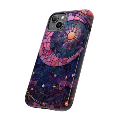 Pink Moon Tough Phone Cases in  Stained Glass Design