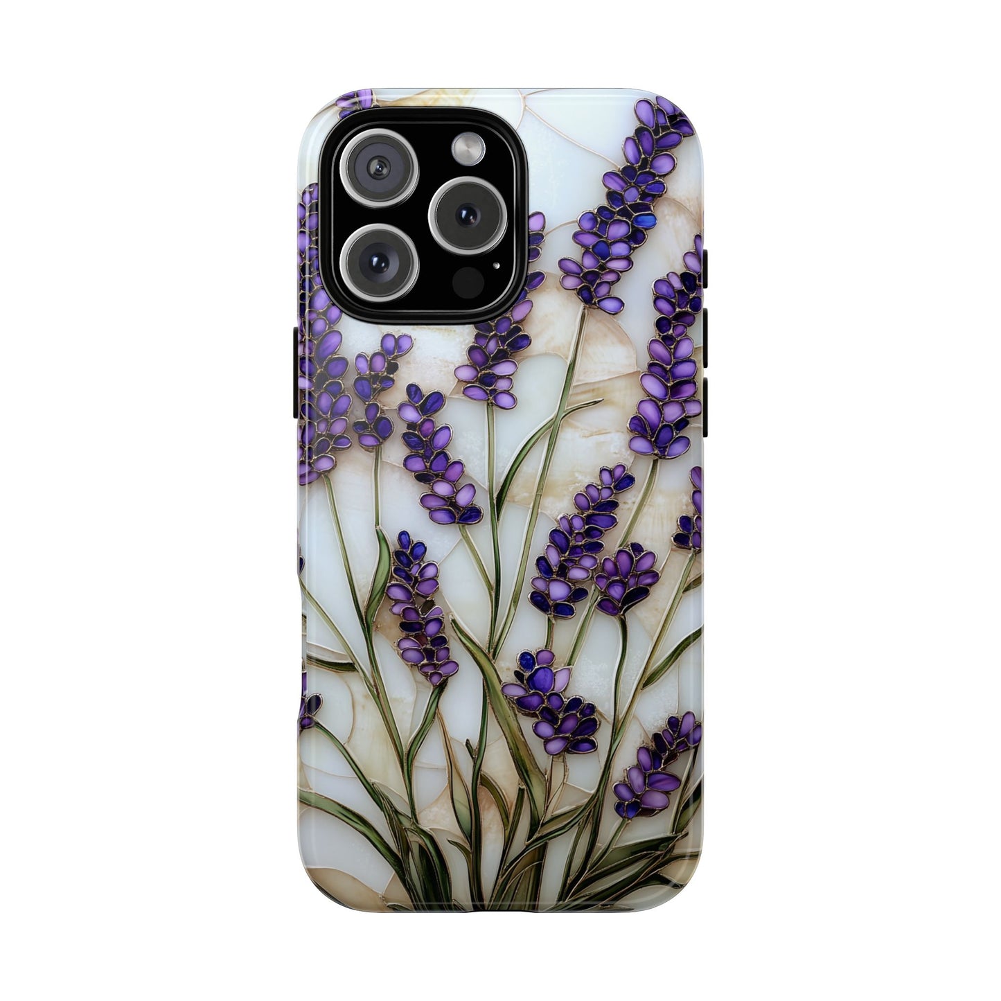Floral Phone Case With Lavender in Stained Glass Motif