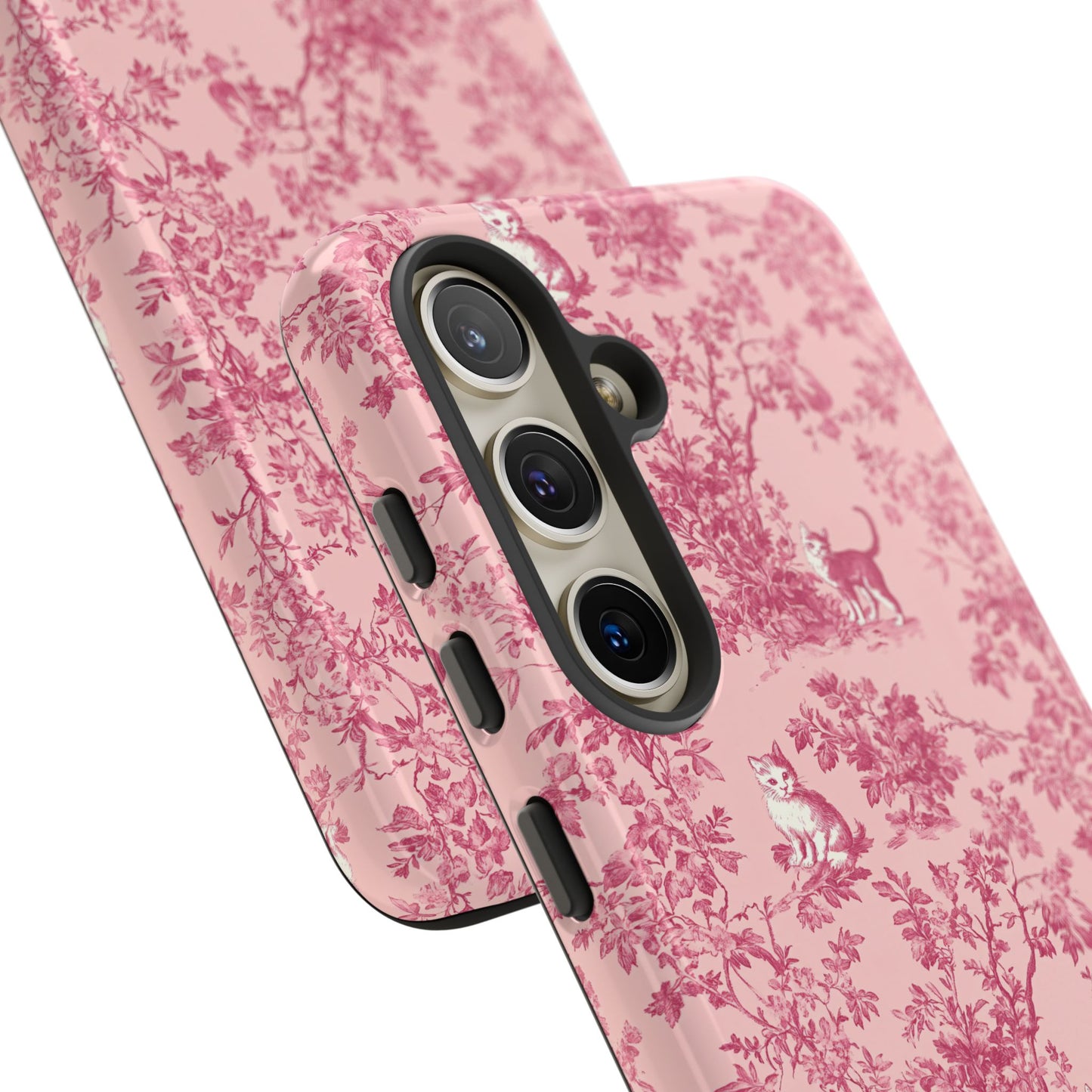 Tough Phone Cases - Cats in Pink Toile De Joyu Motif