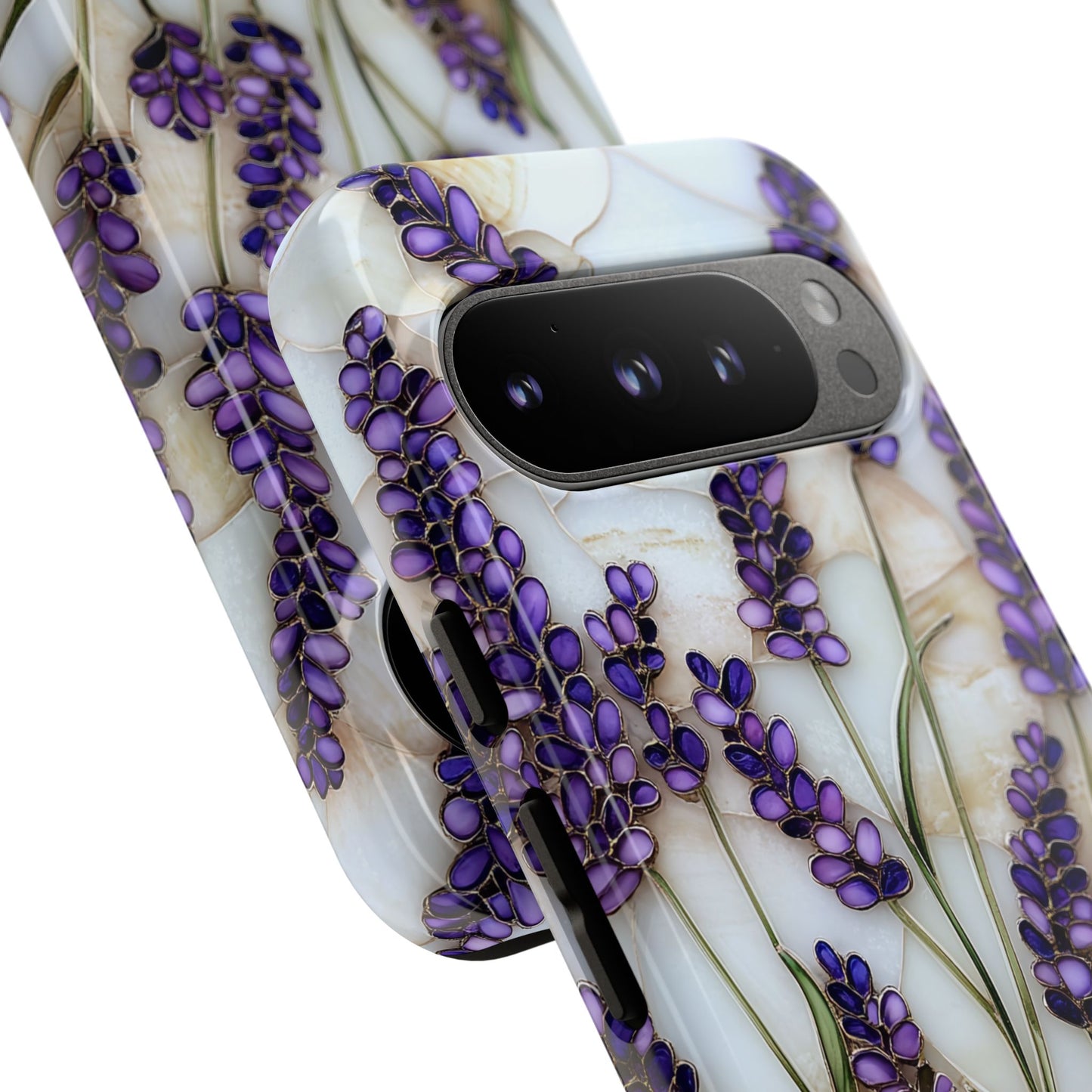 Floral Phone Case With Lavender in Stained Glass Motif