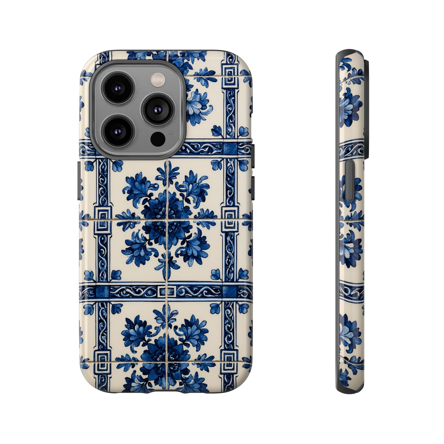 Cobalt Blue Azulejo Tile Phone Case - Vintage Floral Motif
