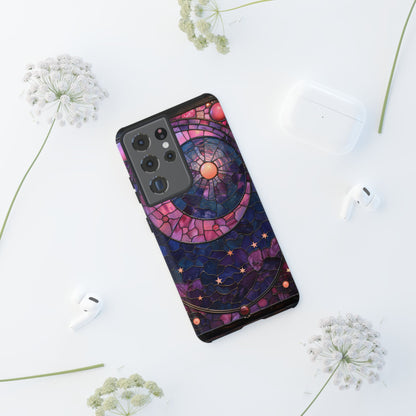 Pink Moon Tough Phone Cases in  Stained Glass Design
