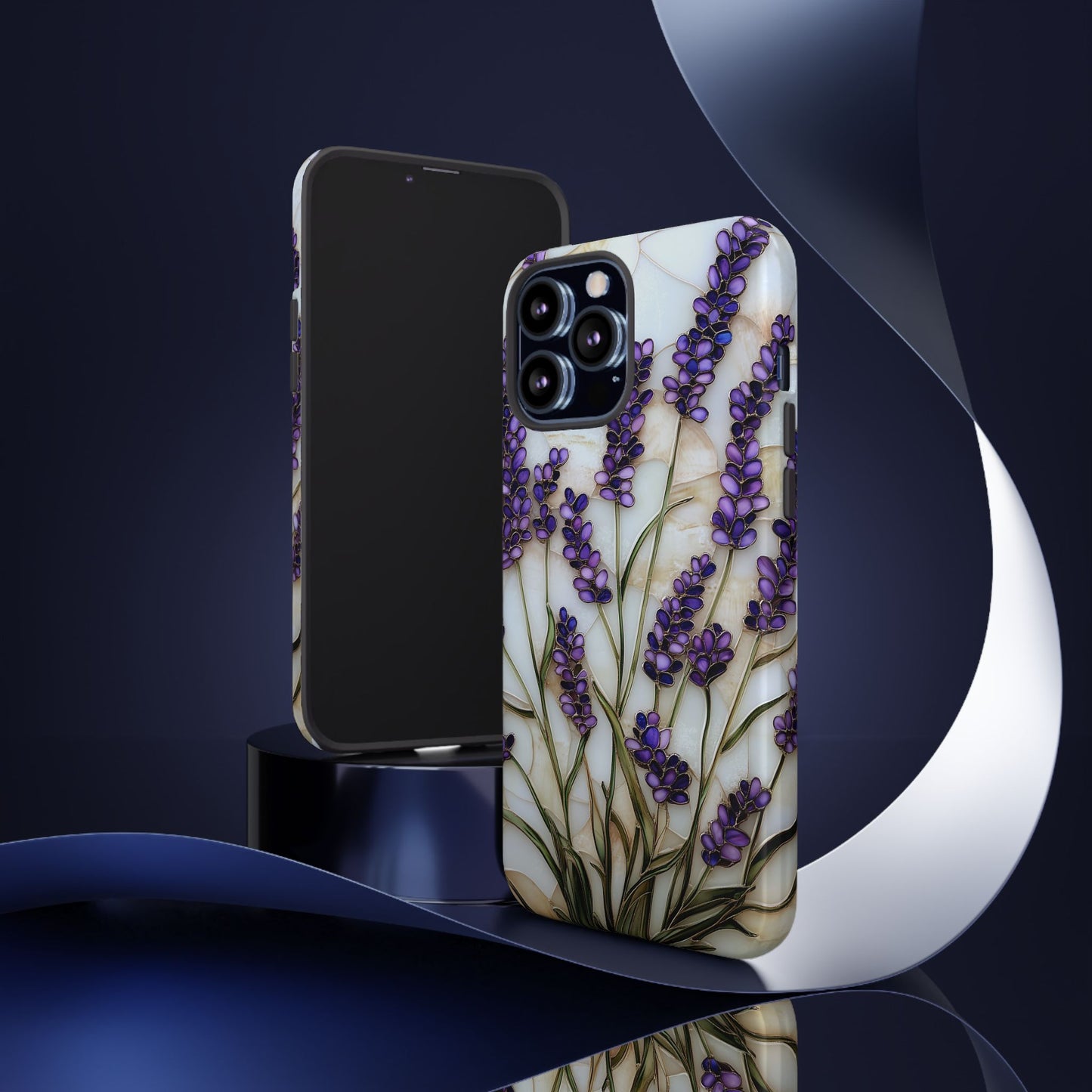Floral Phone Case With Lavender in Stained Glass Motif