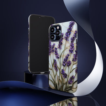 Floral Phone Case With Lavender in Stained Glass Motif