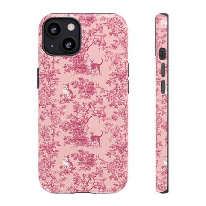 Tough Phone Cases - Cats in Pink Toile De Joyu Motif