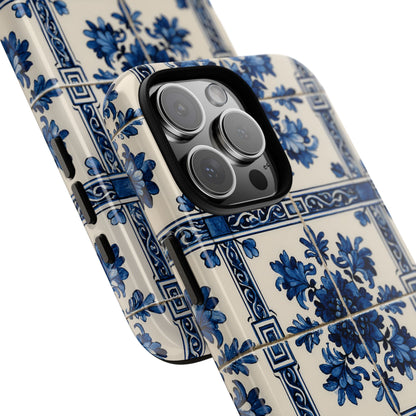 Cobalt Blue Azulejo Tile Phone Case - Vintage Floral Motif