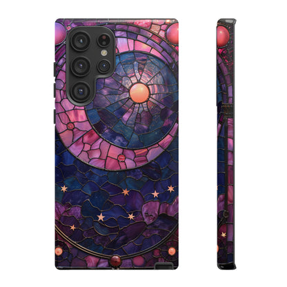 Pink Moon Tough Phone Cases in  Stained Glass Design