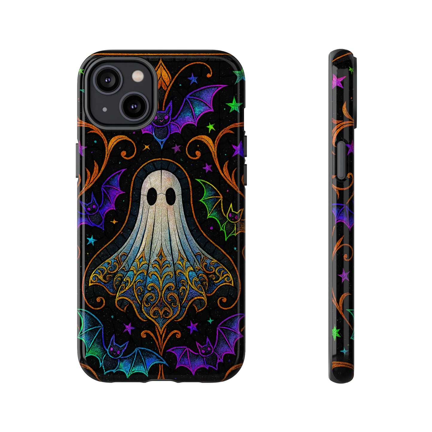 Spooky Cute Ghost Phone Cases - Adorable Neon Bats