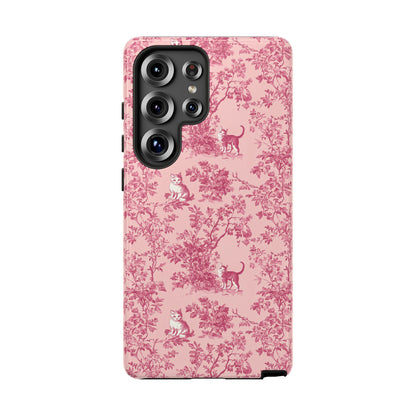 Tough Phone Cases - Cats in Pink Toile De Joyu Motif