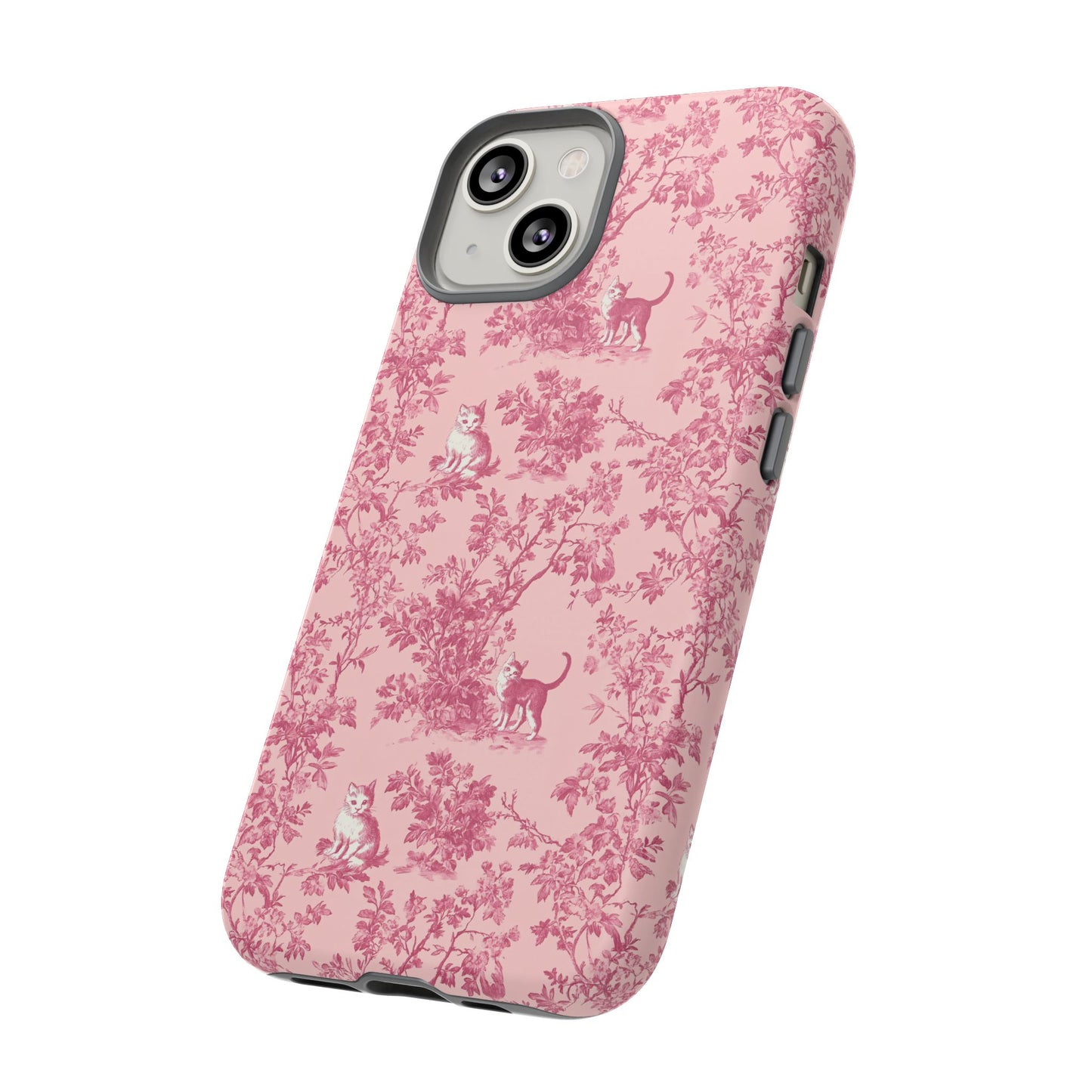 Tough Phone Cases - Cats in Pink Toile De Joyu Motif