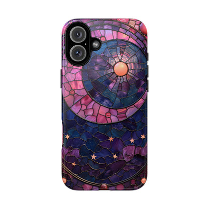 Pink Moon Tough Phone Cases in  Stained Glass Design