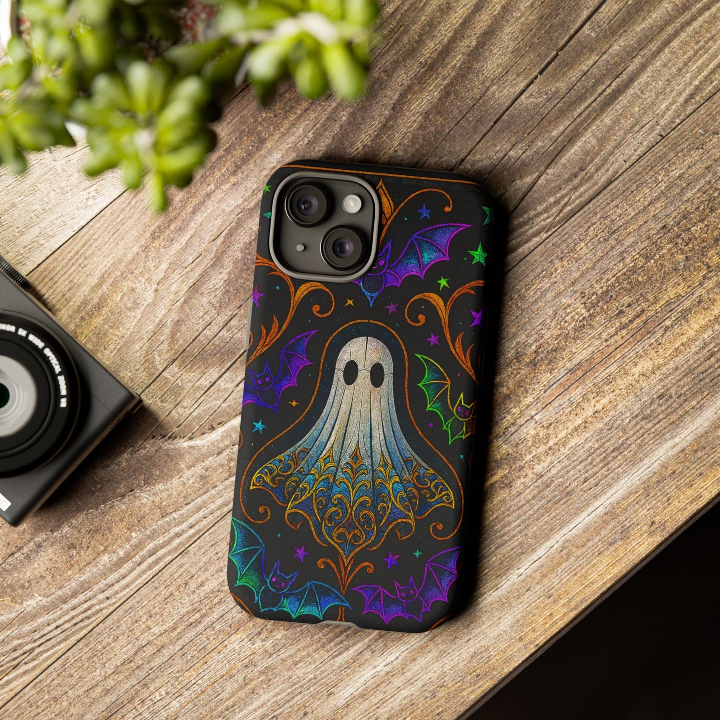 Spooky Cute Ghost Phone Cases - Adorable Neon Bats