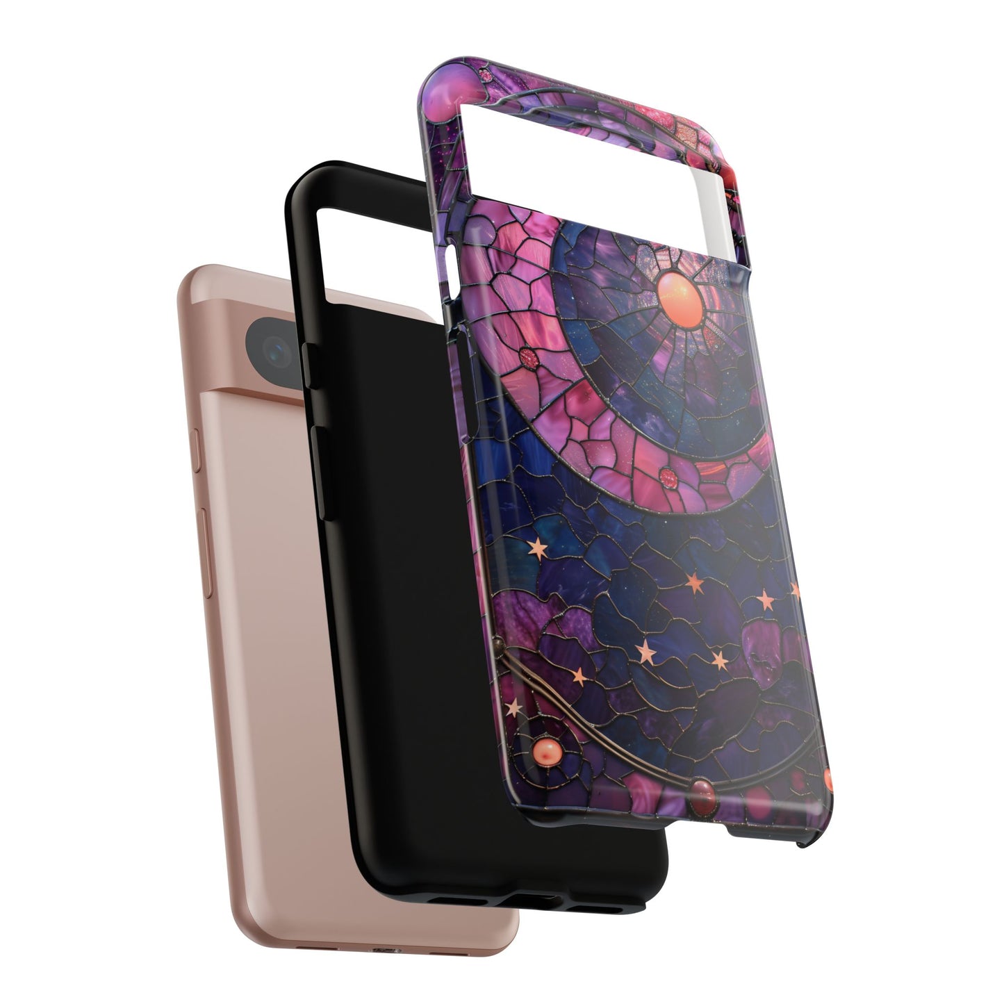 Pink Moon Tough Phone Cases in  Stained Glass Design