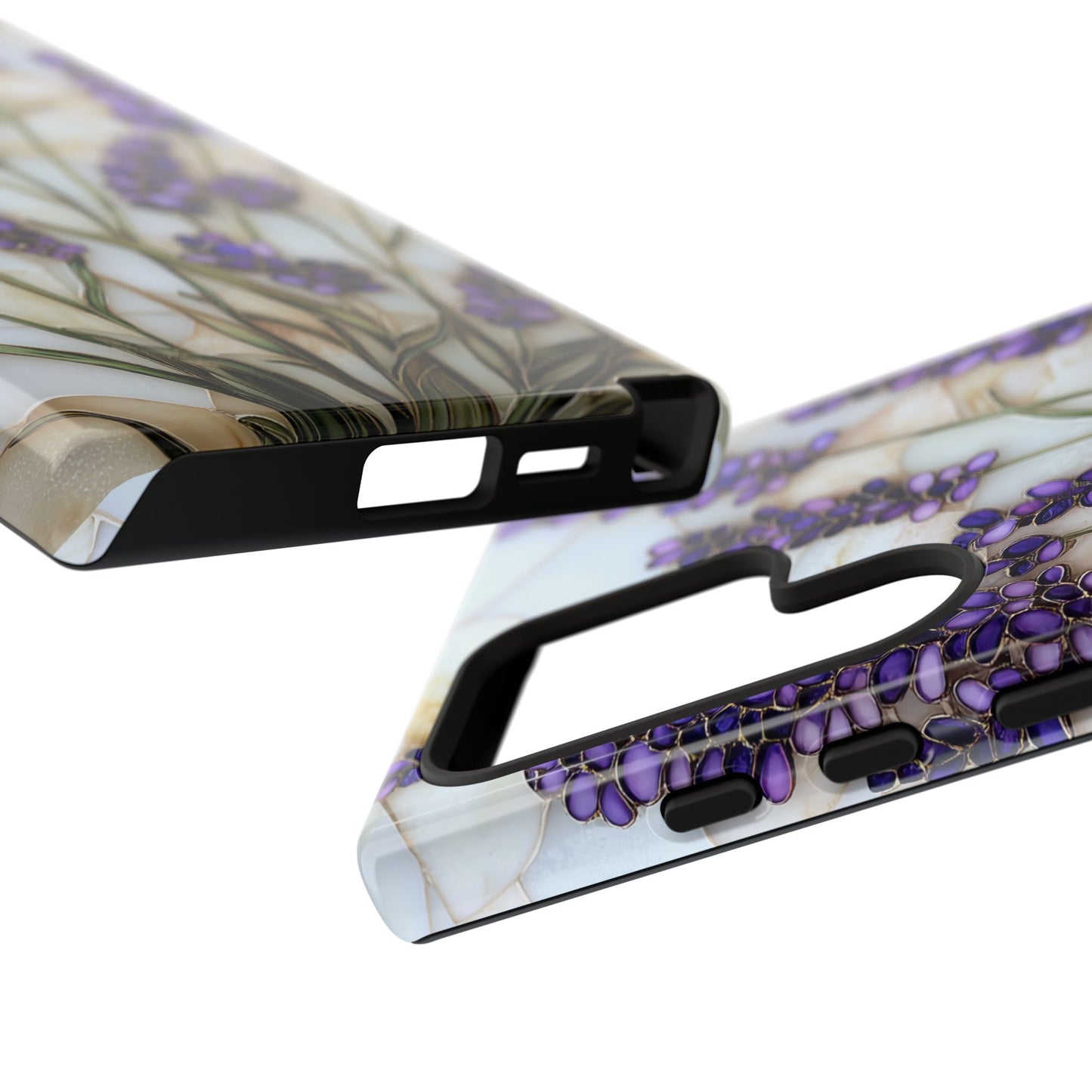 Floral Phone Case With Lavender in Stained Glass Motif