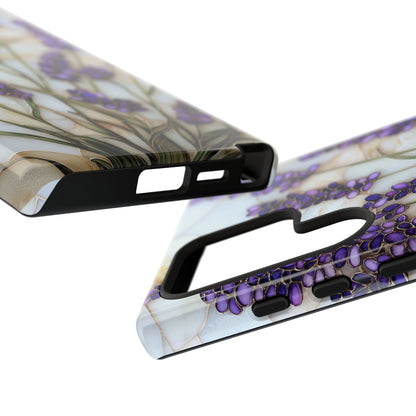 Floral Phone Case With Lavender in Stained Glass Motif