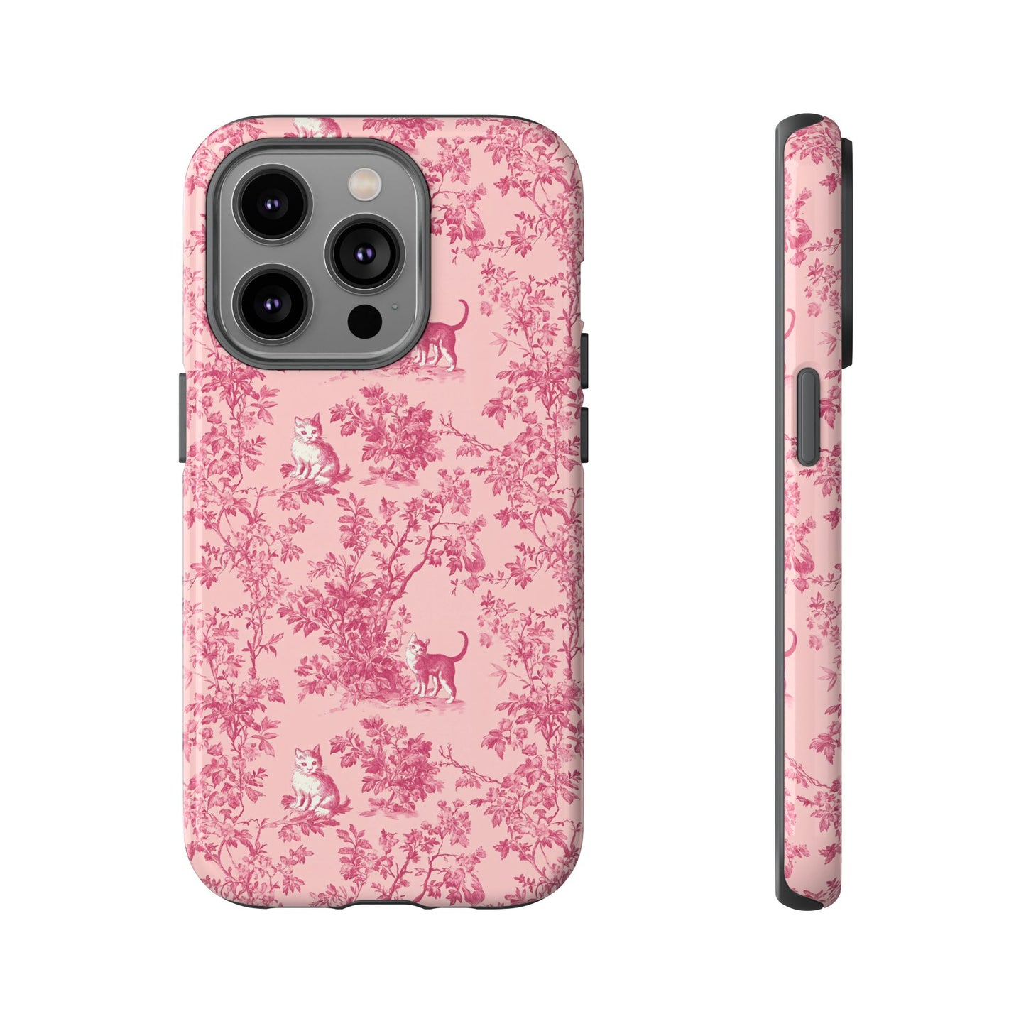 Tough Phone Cases - Cats in Pink Toile De Joyu Motif