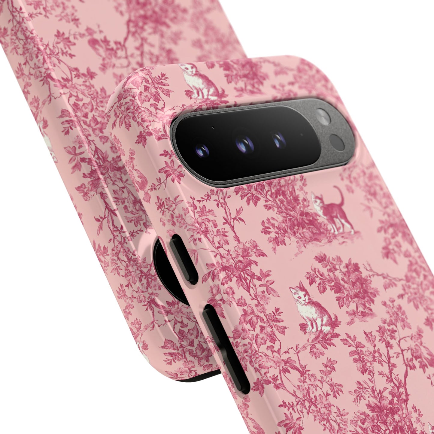 Tough Phone Cases - Cats in Pink Toile De Joyu Motif